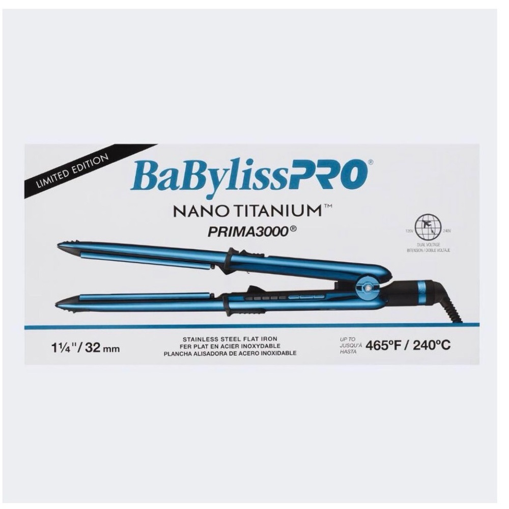BaBylissPRO Nano Titanium Prima3000 Hair Straightener - Blue